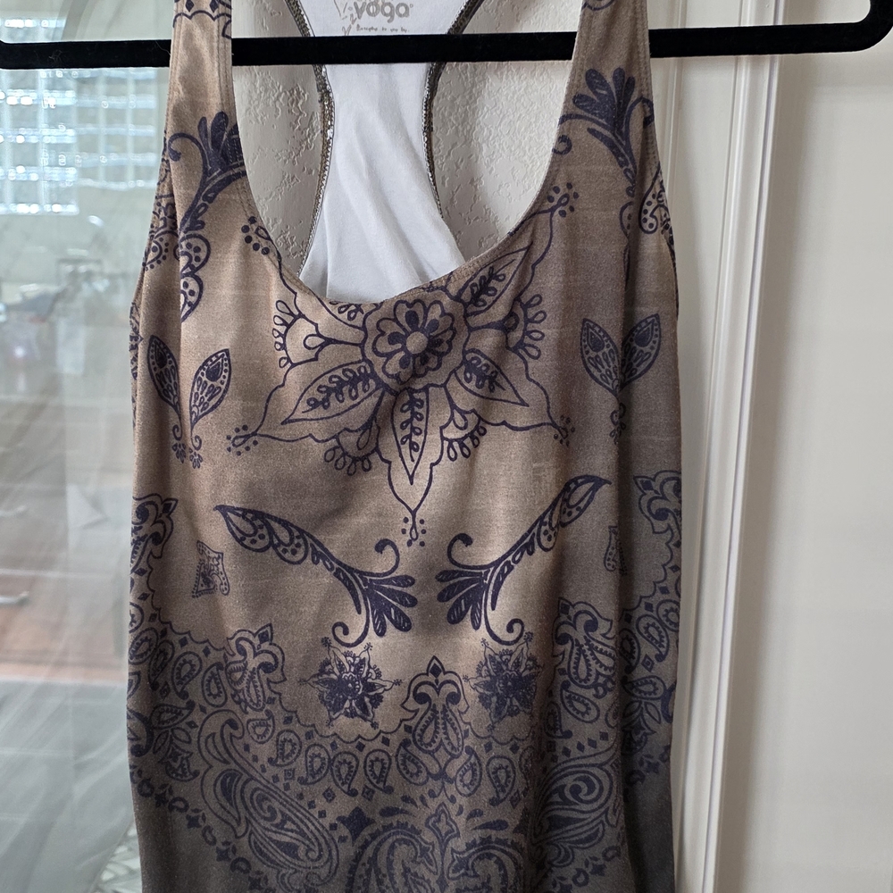 Brown and Black Patterned Yoga Top